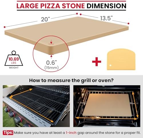 Unicook 20 x 13.5 Inch Extra Large Pizza Stone for Oven and Grill, 10.6 Lbs - Image 2