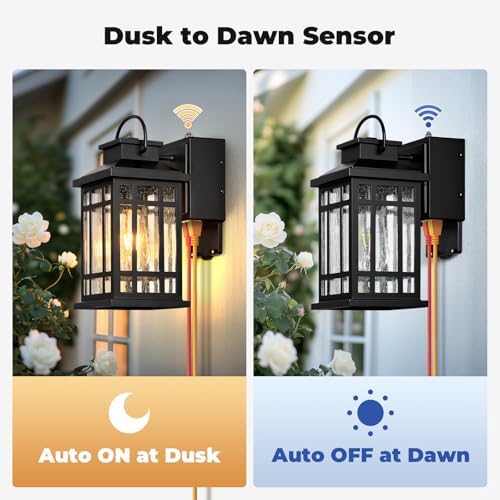 Exterior Lighting Fixtures with GFCI Outlet, Black Easy Installation - Image 3