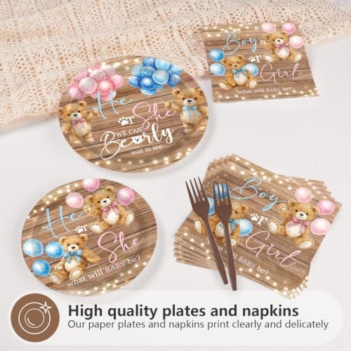 96Pcs Bear Gender Reveal Decoration for Baby, Serves 24 - Image 4