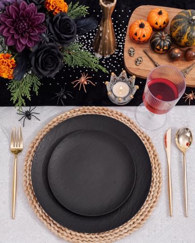 32Pcs Matte Black Plastic Plates Unbreakable & Reusable Party Set - Image 6