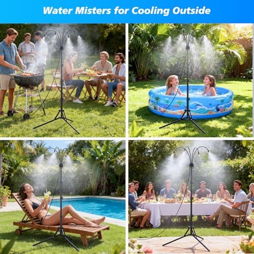 Standing Misters for Outside Patio - Adjustable Height Stand Misting system for Cooling Outdoor, 26.5FT Portable Water Mister for Garden Backyard BBQ Party Tanning Pool Beach Cooling & Water Playing - Image 7