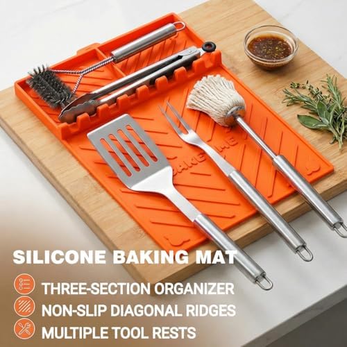 CAKETIME Silicone Grill Mats for Blackstone George Foreman Griddle Baking Cooking Kitchen Heat Resistant Camping RV Travel Essential Electric Fryer BBQ Gift Patio Park Garden Outside Summer Must Have - Image 6