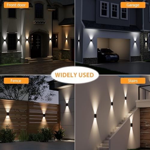 Solar Wall Lights Outdoor,3000/4000/6000K 3 Modes Dusk to Dawn Lighting Solar Wall Sconce IP67 Waterproof Up and Down Solar Lights Outdoor for House, Garage, Porch,Doorway (2 Pack) - Image 6