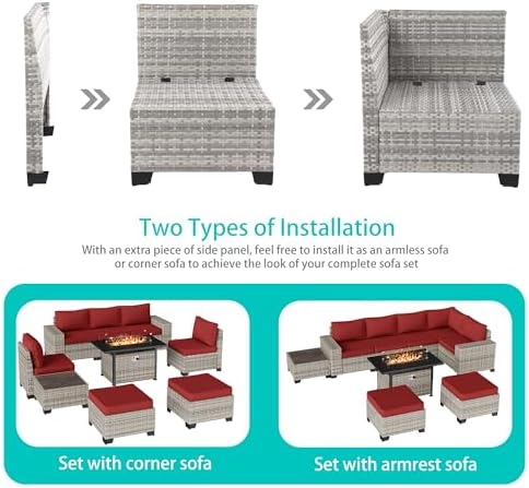 Outdoor Patio Furniture Set PE Wicker Rattan Outdoor Sectional Sofa - Image 3