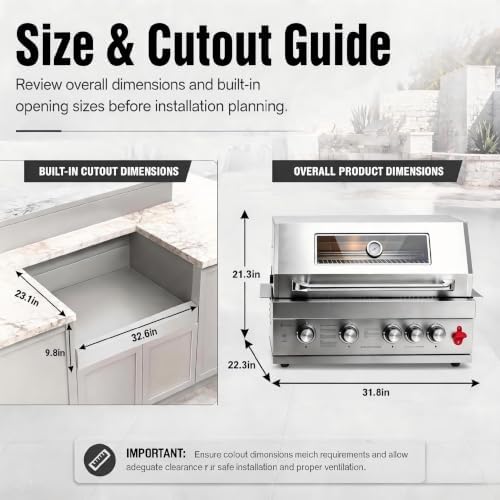 32in Built in Propane Gas Grills Charcoal & Natural Gas Triple Combo Grill - Image 7