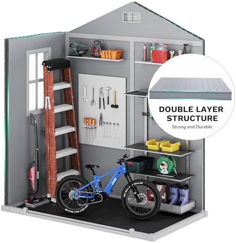 DWVO 6x4 FT Resin Storage Shed with Reinforced Floor, Window & Vents - Image 6