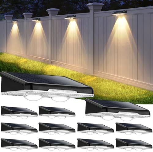 Brightever Solar Fence Lights Outdoor Black 12-Pack, 3000K/5000K/6500K by Brightever