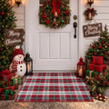 Christmas Door Mat 24"x35" Buffalo Plaid Cotton Washable Outdoor Rug by Sungea