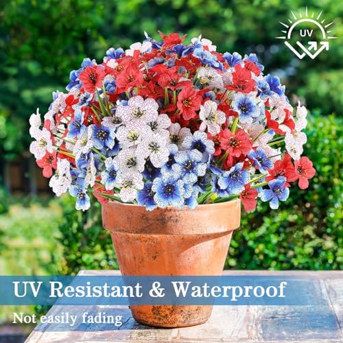 AGIRL Artificial Flowers Outdoor Fake Plants for 4th of July Garden Decor - Image 4