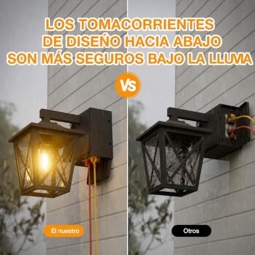 Ehaho Porch Light with GFCI Outlet Aircraft Grade Aluminum Alloy Black 2PCS - Image 3
