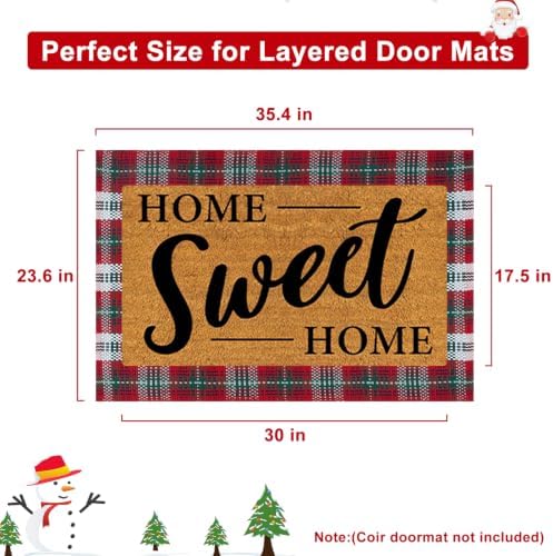 Christmas Red Green Buffalo Plaid Rug Door Mats Outdoor 2'X3' Welcome Mat - Image 2