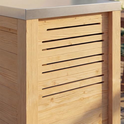 MOUMON Outdoor Kitchen Mini Fridge Cabinet with Stainless Steel Countertop - Image 5