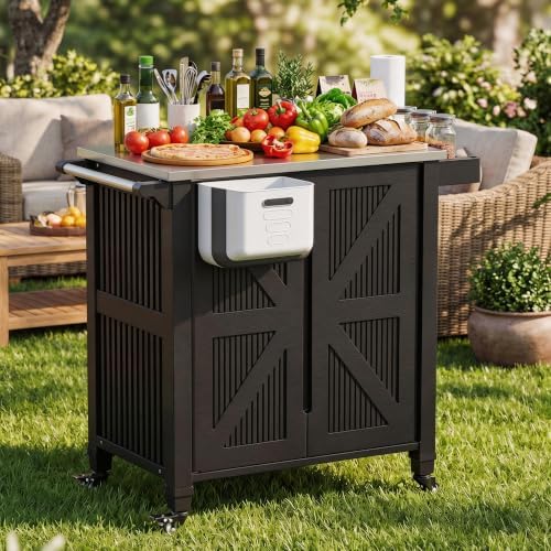 Spurgehom Outdoor Grill Cart with Storage,Movable Grill Table - Image 2