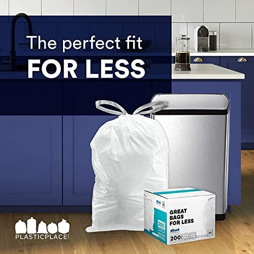 Plasticplace Custom Fit Trash Bags Compatible w Simplehuman Code H Drawstring Bags 8-9 Gallon Tear-Resistant Liner 200 Count Heavy-Duty Waste Disposal - Image 4