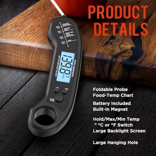 Meat Thermometer Digital, Instant Read Meat ThermometerI for Grill and Cooking, Waterproof Food Thermometer for Kitchen and Outside, BBQ, Turkey, Candy, Liquids, Beef - Image 5