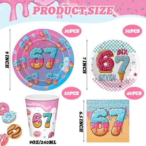 Suclain 150 Pcs 6 7 Birthday Party Tablewear, Six Seven Birthday Decoration - Image 2