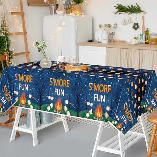S’Mores Camping Party Tablecloths and Tableware Set - Serves 24-99Pcs S’More Love Fun Campfire Disposable Table Covers Plates Napkins Forks Birthday Party Decorations Baby Shower Supplies - Image 7