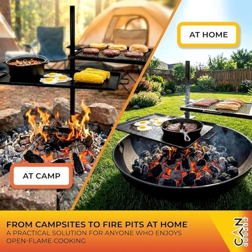 GameMaker Open Fire Cooking Griddle | Adjustable Height Campfire Skillet - Image 4