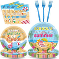 96Pcs School's Out for Summer Plates and Napkins Happy Last Day of School Party Supplies End of School Year Theme Tableware Set Hawaii Pool Themed Plates for Kids Tropical Beach Party Favors Serves 24 by Naozinebi