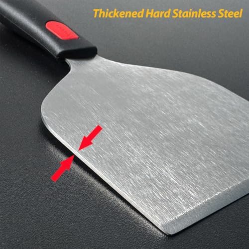 Vovoly Wide Griddle Scraper, 4.3“x4.3'' Smashed Burger Scraper Grill Scraper Spatula Burger Turner - Full Tang Silicon Handle Professional Grade Grill Accessories, Knife Grade Stainless Steel - Image 5