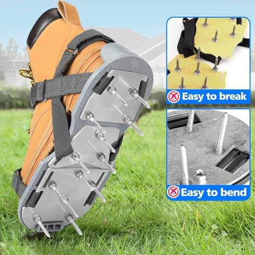 Lawn Aerator Shoes for Grass - Pre-Assembled Grass Aerator Shoes for Lawn - Soil Yard Aerator Tool for Aerating Patio Garden, Gray, Medium Size - Image 3