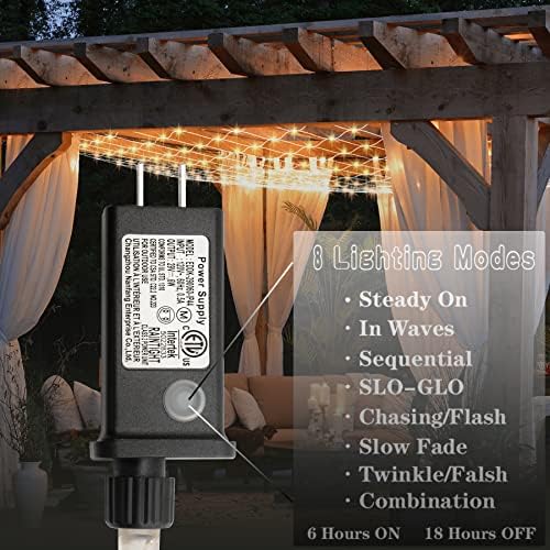LED Net Lights, 270L 10×10 FT Outdoor Mesh Lights for patio, Pergolas - Image 5