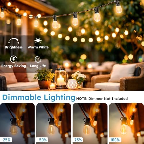 GvvooHome LED Outdoor String Lights, 150FT Waterproof Patio Lights with 47 Shatterproof S11 Plastic Bulbs, 2700K Warm White Edison Hanging Lights for Backyard, Garden, Porch, Bistro - Image 2