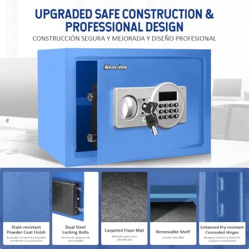 Voncabay Money Safe Box for Home with Digital Keypad, 0.8 Cu. Ft., Blue - Image 4