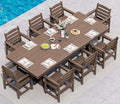 SERWALL 9Pcs 84" HDPE Outdoor Dining Set for 8 with Armchairs,Brown by SERWALL