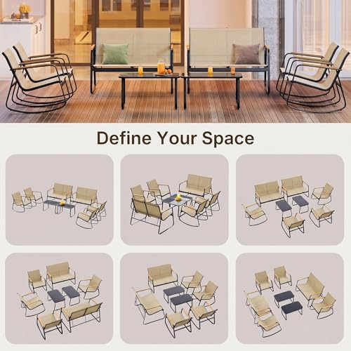 Ahomly 8-Piece Textilene Outdoor Patio Furniture Set, Brown - Image 3