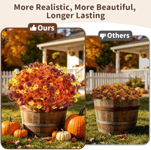 Artificial Flowers Outdoor, UV Resistant Faux Plants, Fall Decor,12 Bundles - Image 6