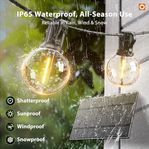 addlon 50FT 27LED Solar String Lights Outdoor Waterproof with Remote, USB - Image 4