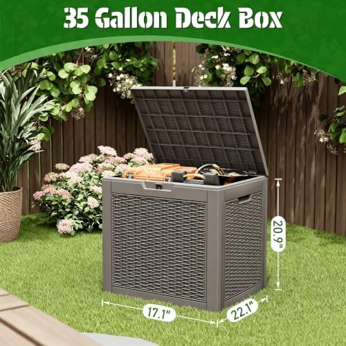 KAMABOKO 35 Gallon Outdoor Storage Box Waterproof Deck Box for Patio - Image 2