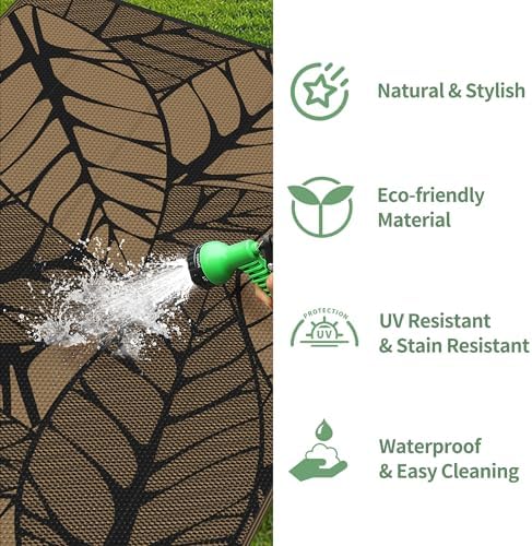 GENIMO Outdoor Rug, Waterproof Plastic Rugs for Patio, 6'x9' Onyx Brown - Image 6
