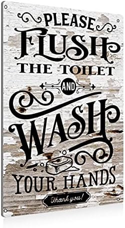 BEASTZHENG Rustic Bathroom Metal Tin Sign Wall Decor - Farmhouse Bathroom Quote Saying Tin Sign for Toilet Restroom Home Decor Gifts by BEASTZHENG