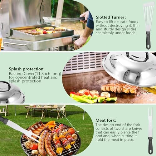 Griddle Accessories Kit for Blackstone and Camp Chef, 45 PCS Upgraded Flat Top Grill Accessories, Household Griddle Spatula Set with Enlarged Spatulas, Basting Cover, Scraper, for Outdoor - Image 4