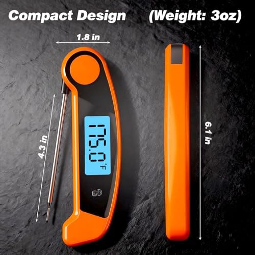Digital Meat Thermometer Instant Read Orange Rotating Display IP56 - Image 5