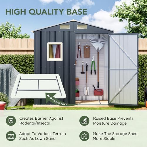 6 x 4 FT Metal Storage Shed for Backyard,Nightblue - Image 3