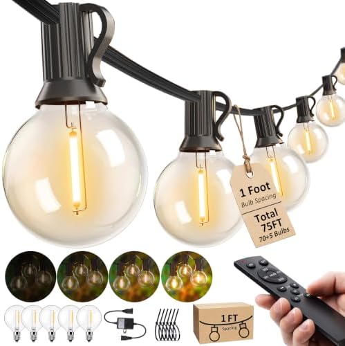 Outdoor String Lights with Remote 75FT Waterproof Outside Lighting for Yard by Lifeisgood
