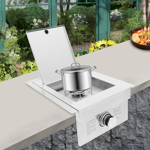 Single Burner Stove for Outdoor Kitchen, Built-in Stainless Steel Side Burner with Removable Grates & Cover, Gas Stove for BBQ Island, Patio, Backyard (Liquid Propane, Single Burner) - Image 2
