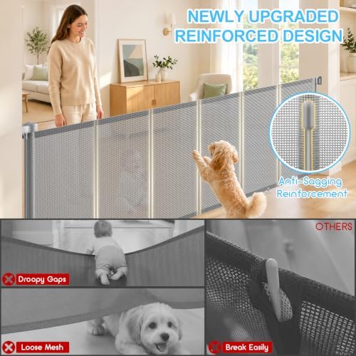 EZIGO 100 Inch Retractable Baby Gates Extra Wide Reinforced Baby Dog Gate - Image 3