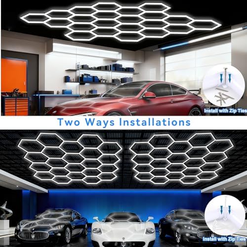 LZHOME Hexagon LED Garage Light: Super Bright 88000LM Honeycomb Garage Light, 22 Hex DIY Hexagon Led Lights for Gym Basement Hair Salon - Image 5