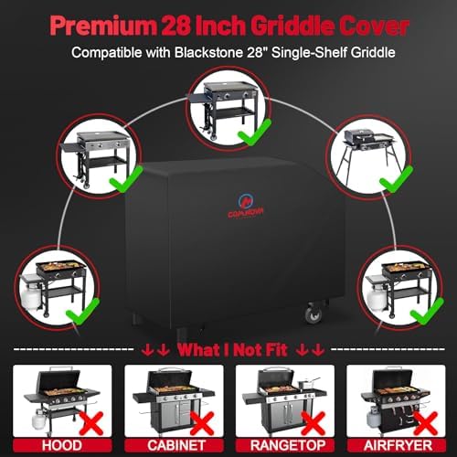 Comnova Griddle Cover for Blackstone Griddle 28 Inch - 600D Flat Top Griddle Cover for Blackstone 28" Single Shelf Griddle Heavy Duty Waterproof, Outdoor Cover for Black stone 1517, Tailgater and More - Image 3