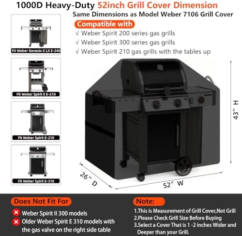 52" BBQ Grill Cover for Outdoor Grill 1000D Heavy Duty Waterproof - Image 2