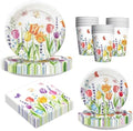 100Pcs Tulip Party Supplies Spring Floral Tableware Set 9"& 7" Tulips Floral Plates and Napkins Cups for Wedding Tea Bridal Shower Birthday Party Decorations Serves 25(Tulip) by GOGUOGOFA
