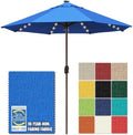 EliteShade USA 10-Year-Non-Fading 10ft Market Patio Umbrella, Commercial Grade Table Sun Umbrella with 80 Solar LED Lights, Crank Open, Windproof & UPF 50+ UV Protection for Garden, Deck, Pool, Backyard, No Tilt, Royal Blue by EliteShade