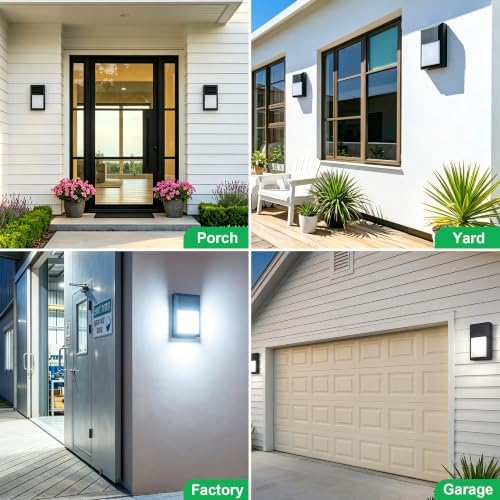LIT-PaTH Outdoor Wall Light Fixture, Aluminum, LED 5000K, Black, 2 Pack - Image 6