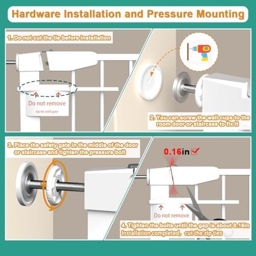 Fairy Baby 22.8"-25.5" Narrow Baby Gate for Small Stair Doorways No Drill - Image 6