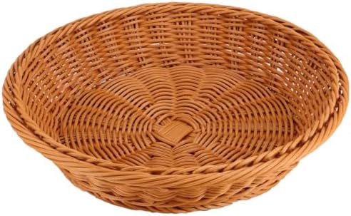 RT&BS Round Wicker Bread Basket, Round Wicker Fruit Basket, Woven Egg Baskets, Reusable Handwoven Storage Baskets for Living Room, Kitchen, Store, Restaurant, Outdoor, Party (Brown, S) by RT%26BS