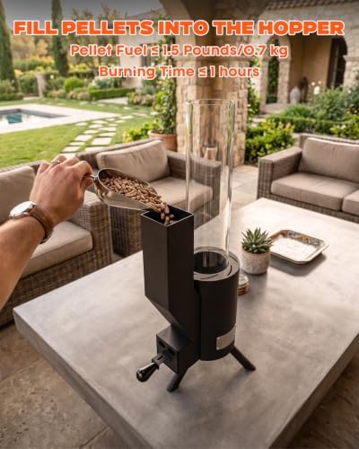 21" Tabletop Wood Pellet Heater with Glass Tube, Modern Gift, FP057 - Image 5